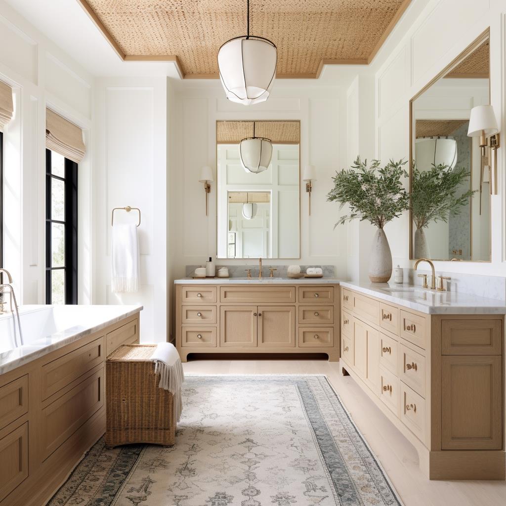 A luxury lake modern farmhouse master bathroom.