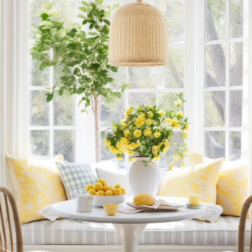 A bright modern luxury breakfast sunroom.