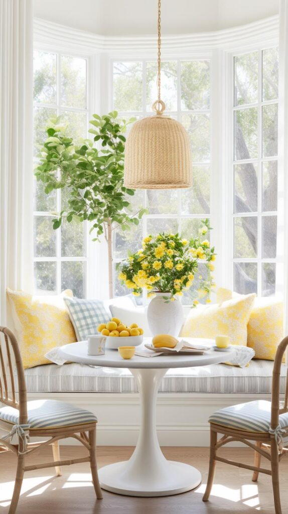 A bright modern luxury breakfast nook.