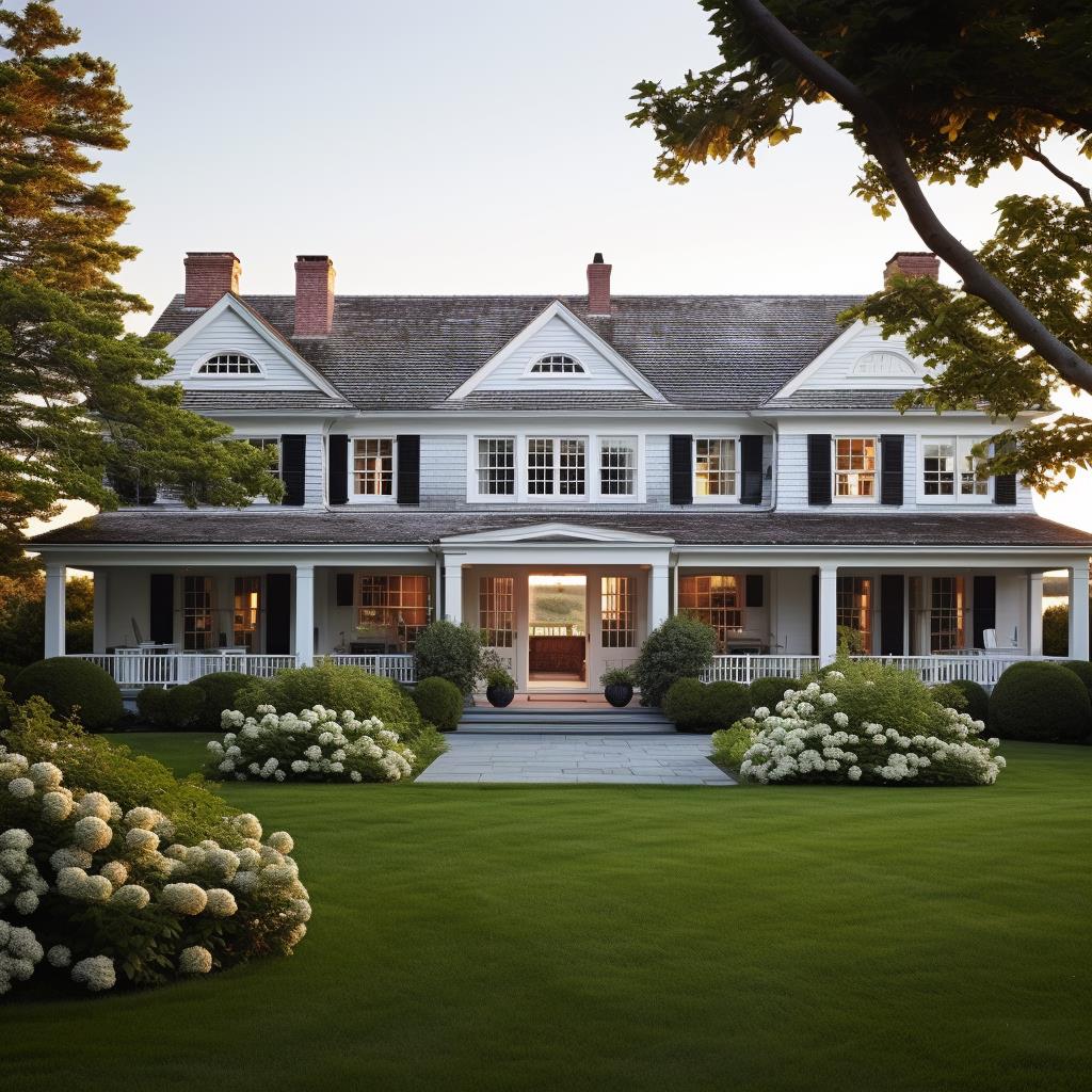 A large coastal house exterior and garden.