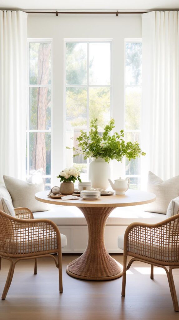 A modern farmhouse breakfast sunroom.