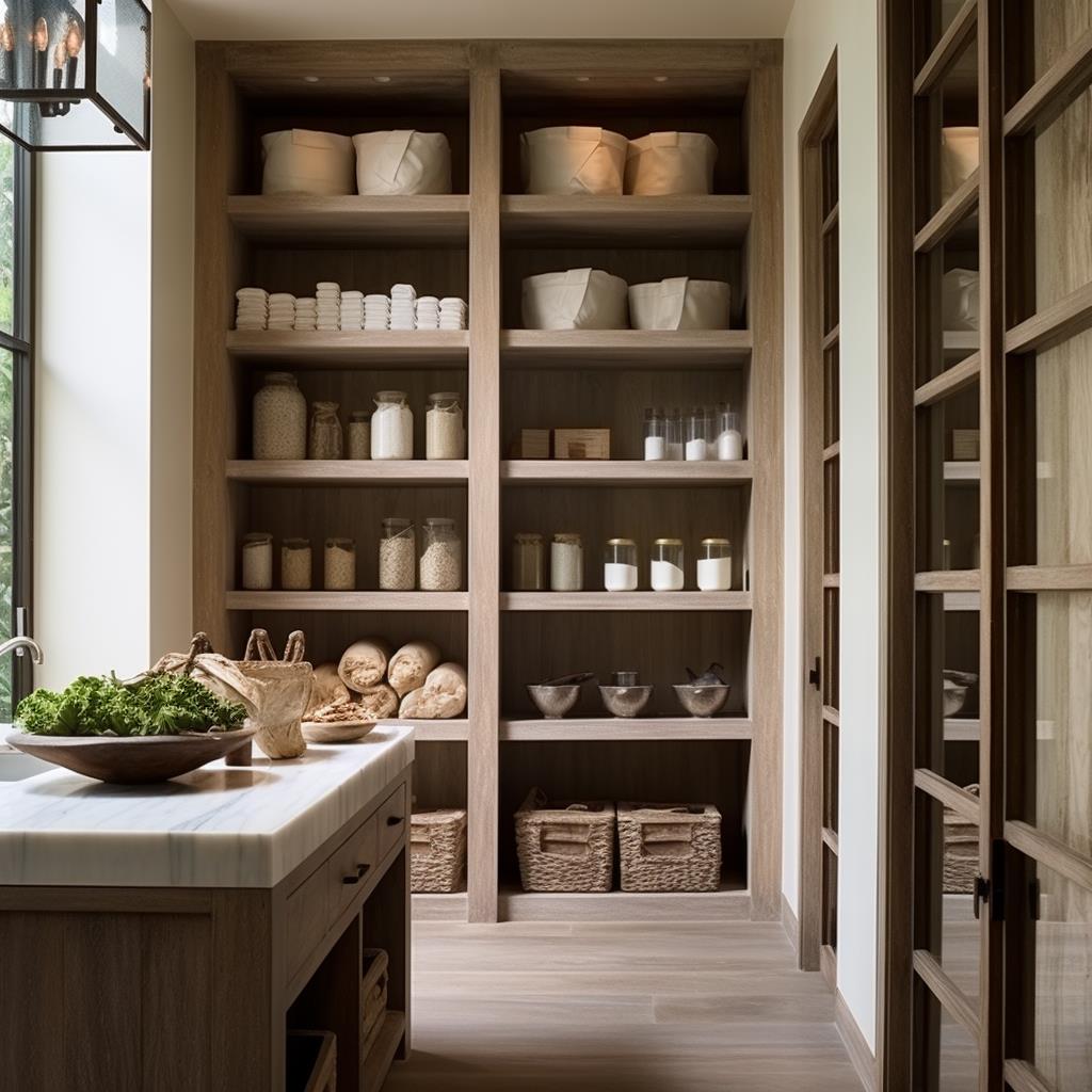 A rustic modern country farmhouse pantry.