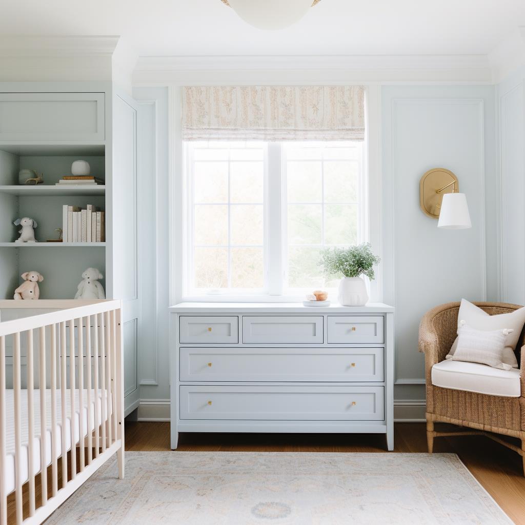 A blue baby room nursery.