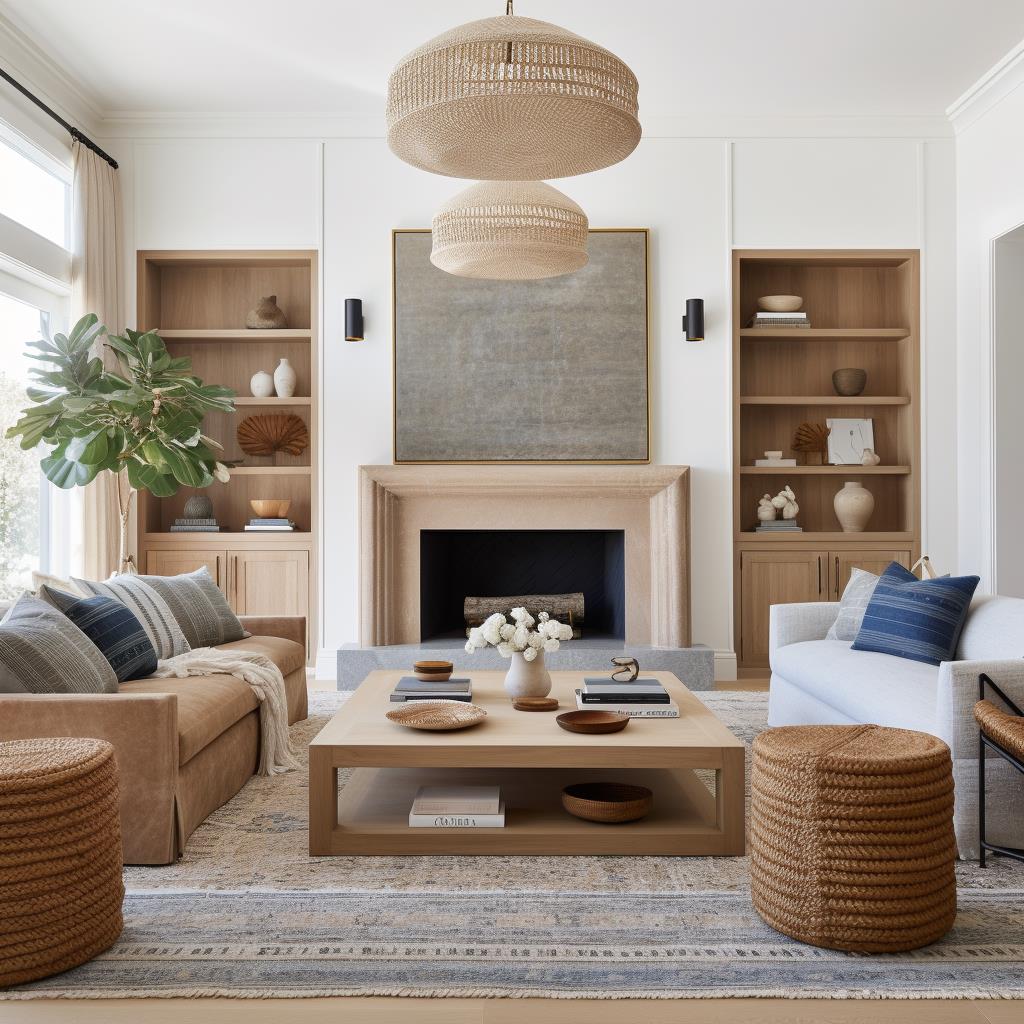 An earthy modern colonial living room.