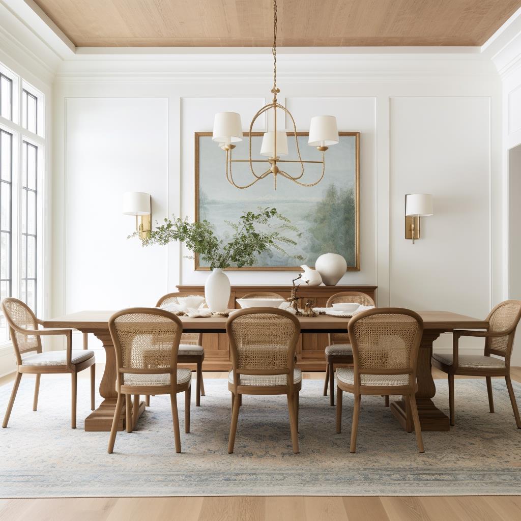 A large modern colonial formal dining room.