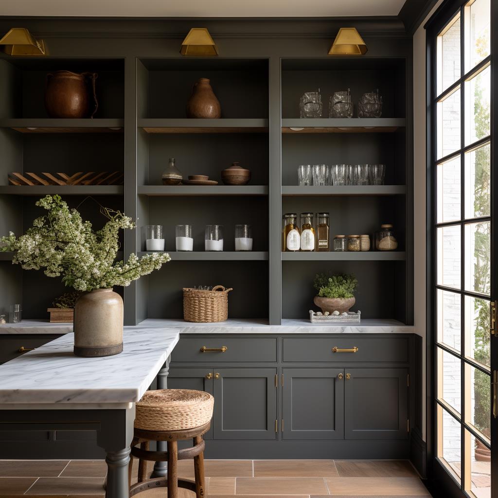 A luxury modern country farmhouse pantry.