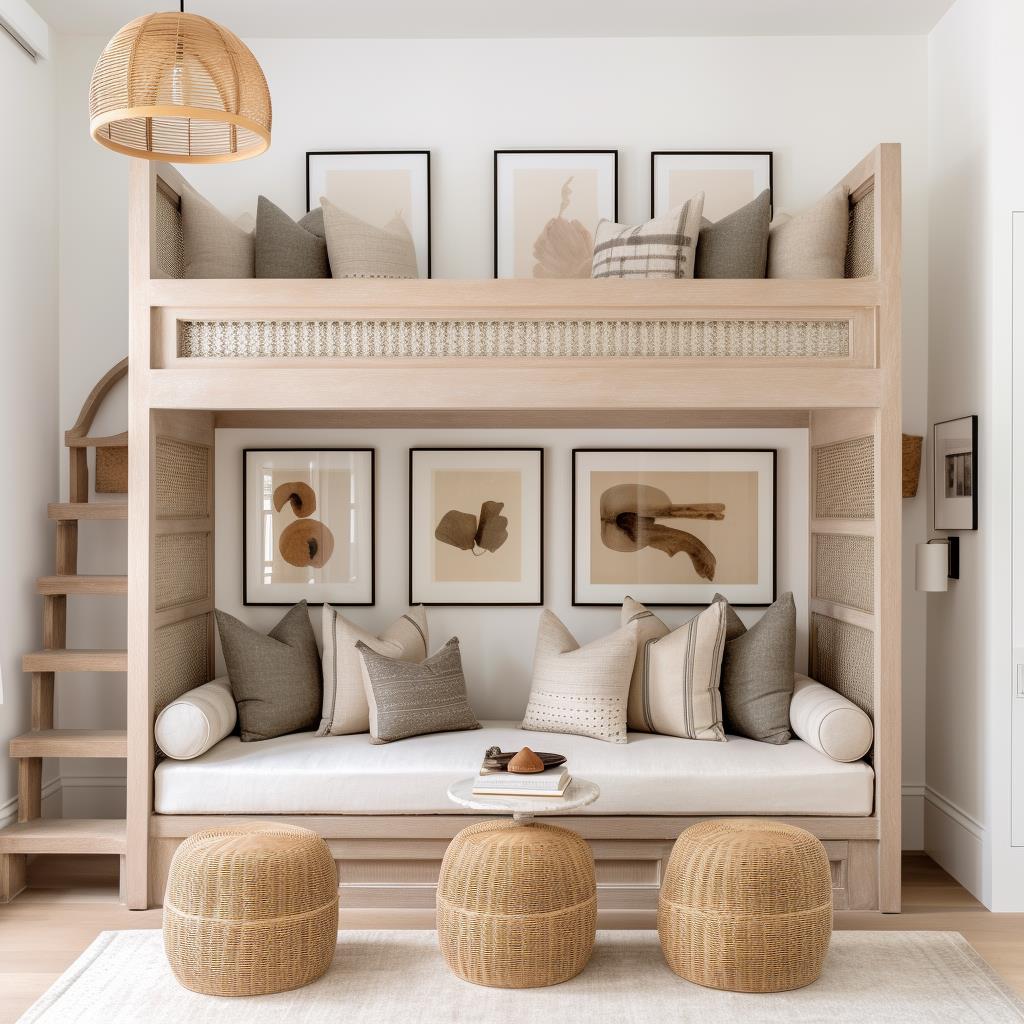 Neutral-colored bunk beds.